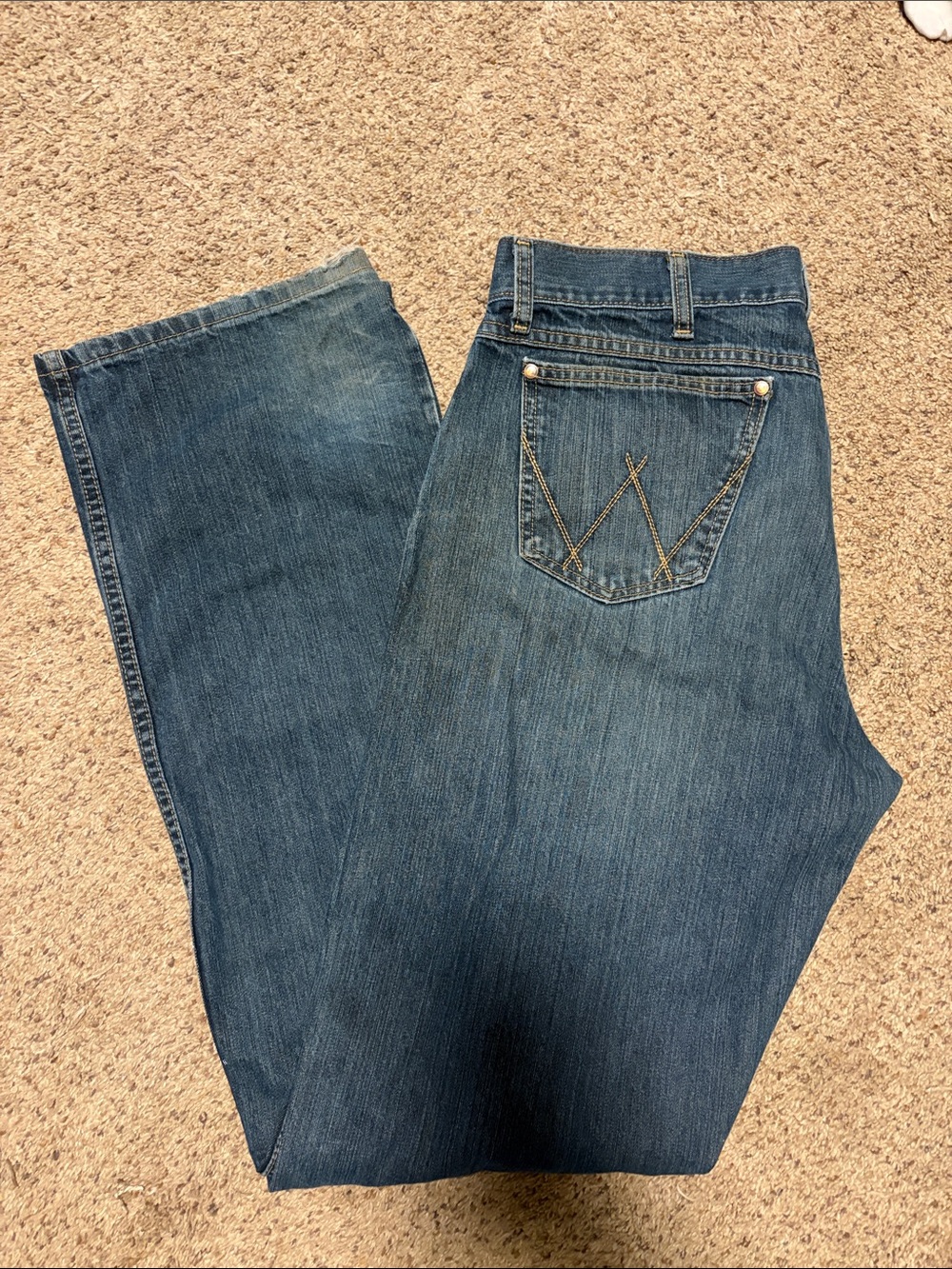 Men's Wrangler Bootcut Jeans in Medium Blue Denim